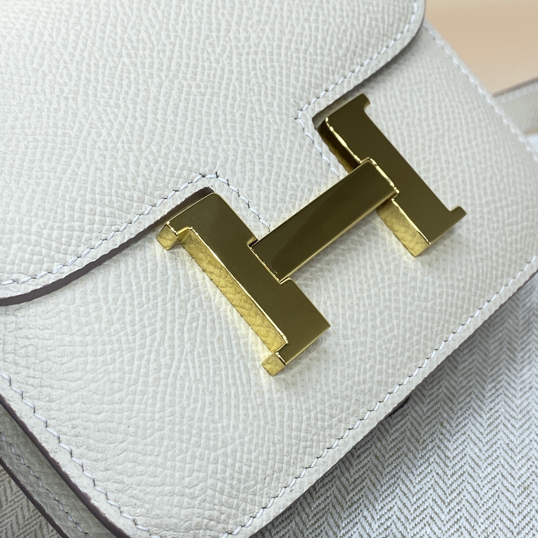 Hermes Constance Slim Wallet Belt Bag In White Epsom Leather